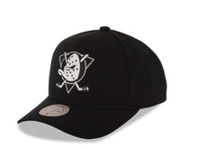 Load image into Gallery viewer, Mighty Ducks Mitchell &amp; Ness NHL Adjustable Panda Pro Vintage Cap Hat Black Crown/Visor Black/White Logo Established 1993 Side Patch
