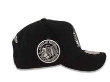 Load image into Gallery viewer, Chicago Blackhawks Mitchell &amp; Ness NHL Adjustable Panda Pro Cap Hat Black Crown/Visor Black/White Logo 75th Anniversary Side Patch
