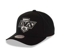 Load image into Gallery viewer, Los Angeles Kings Mitchell &amp; Ness NHL Adjustable Panda Pro Cap Hat Black Crown/Visor Black/White Logo 50th Anniversary Side Patch
