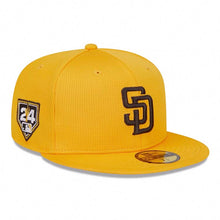 Load image into Gallery viewer, San Diego Padres New Era MLB 59FIFTY 5950 Fitted Cap Hat Yellow Crown/Visor Brown Logo (2024 Spring Training)
