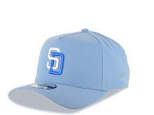 Load image into Gallery viewer, San Diego Padres New Era MLB 9FORTY 940 Adjustable A-Frame Cap Hat Sky Blue Crown/Visor White/Royal Blue Logo 25th Anniversary Side Patch Gray UV
