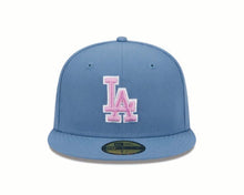 Load image into Gallery viewer, Los Angeles Dodgers New Era MLB 59FIFTY 5950 Fitted Cap Hat Dark Sky Blue Crown/Visor Pink/White Logo 1988 World Series Side Patch (Color Pack)
