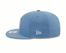 Load image into Gallery viewer, San Diego Padres New Era MLB 9FIFTY 950 Snapback Cap Hat Dark Sky Blue Crown/Visor Pink/White Logo 1998 World Series Side Patch (Color Pack)
