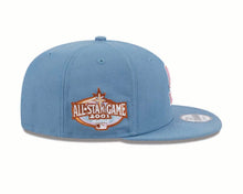 Load image into Gallery viewer, Seattle Mariners New Era MLB 9FIFTY 950 Snapback Cap Hat Dark Sky Blue Crown/Visor Pink Logo 2001 All-Star Game Side Patch (Color Pack)
