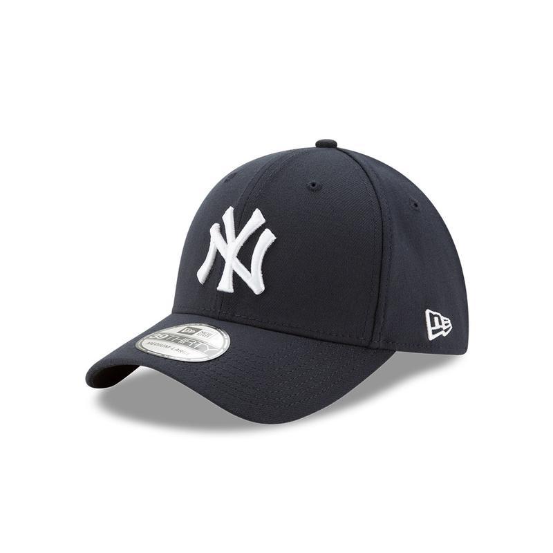 New York Yankees New Era MLB 39THIRTY 3930 Flexfit Cap Hat Team Color Navy Crown/Visor White Logo 