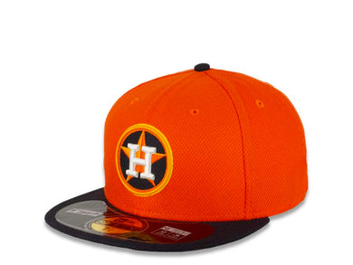 Houston Astros New Era MLB 59FIFTY 5950 Fitted Mesh Cap Hat Orange/Navy Crown/Visor White/Orange/Navy Logo 