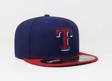 Load image into Gallery viewer, Texas Rangers New Era 59FIFTY 5950 Fitted Diamond Era Cap Hat Royal Blue Crown Red Visor Red/White Logo
