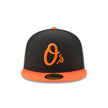 Load image into Gallery viewer, Baltimore Orioles New Era MLB 59FIFTY 5950 Fitted Cap Hat Black Crown Orange Visor Orange Logo 
