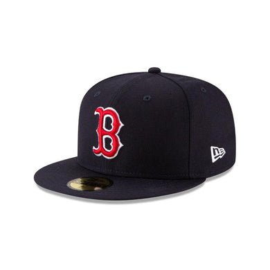 Boston Red Sox New Era MLB 59FIFTY 5950 Fitted Cap Hat Team Color Navy Crown/Visor Red/White Logo 