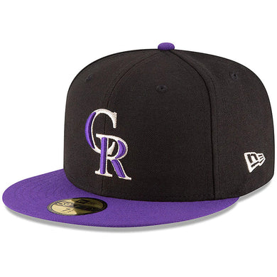 Colorado Rockies New Era MLB 59FIFTY 5950 Fitted Cap Hat Black Crown Purple Visor Purple/Silver Logo