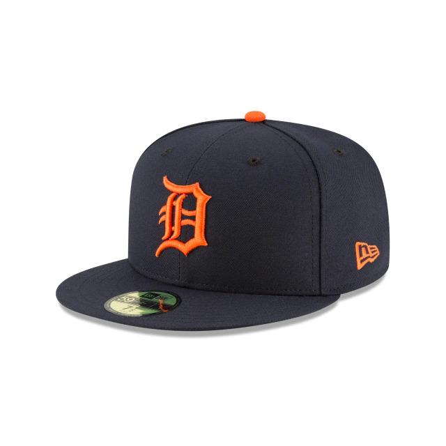 Detroit Tigers New Era MLB 59FIFTY 5950 Fitted Cap Hat Team Color Navy Crown/Visor Orange Logo 