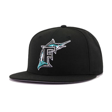 Miami Marlins New Era MLB 59FIFTY 5950 Fitted Cap Hat Black Crown/Visor Team Color Logo
