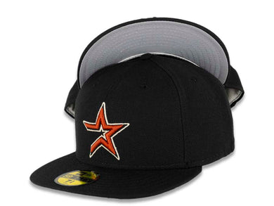 Houston Astros New Era MLB 59FIFTY 5950 Fitted Cap Hat Black Crown/Visor Orange/White Logo 