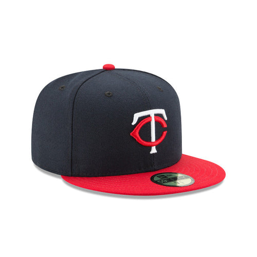 Minnesota Twins New Era MLB 59FIFTY 5950 Fitted Cap Hat Navy Crown Red Visor White/Red Logo