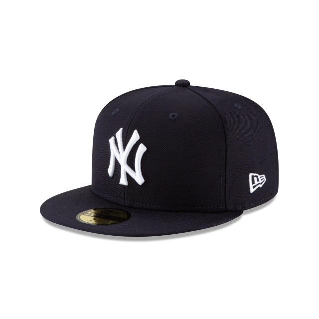 New York Yankees New Era MLB 59FIFTY 5950 Fitted Cap Hat Team Color Navy Crown/Visor White Logo 