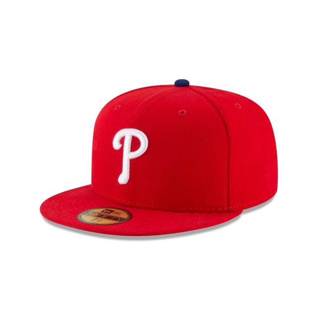 Philadelphia Phillies New Era MLB 59FIFTY 5950 Fitted Cap Hat Team Color Red Crown/Visor White Logo 