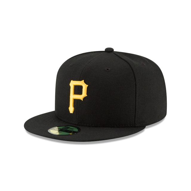 Pittsburgh Pirates New Era MLB 59Fifty 5950 Fitted Cap Hat Black Crown/Visor Yellow Team Color Logo