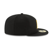 Load image into Gallery viewer, Pittsburgh Pirates New Era MLB 59Fifty 5950 Fitted Cap Hat Black Crown/Visor Yellow Team Color Logo
