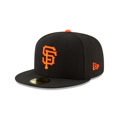 San Francisco Giants New Era 59FIFTY 5950 Fitted Cap Hat Black Crown/Visor Orange Logo 