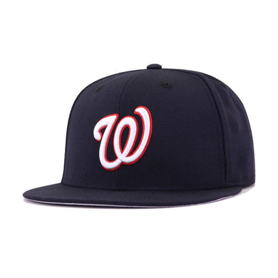 Washington Nationals New Era MLB 59FIFTY 5950 Fitted Cap Hat Navy Blue Crown/Visor White/Red Logo