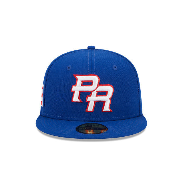 Puerto Rico New Era World Baseball Classic Wbc 59FIFTY 5950 Fitted Cap Hat Red Crown Light Royal Blue Visor White/Royal Blue Logo Gray UV 7 3/8