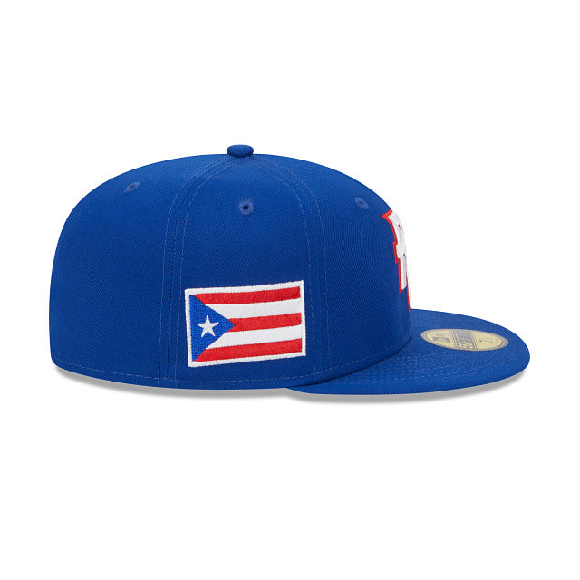 Puerto Rico New Era World Baseball Classic Wbc 59FIFTY 5950 Fitted Cap Hat Red Crown Light Royal Blue Visor White/Royal Blue Logo Gray UV 7 3/8