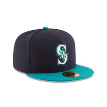 Load image into Gallery viewer, Seattle Mariners New Era MLB 59FIFTY 5950 Fitted Cap Hat Navy/Teal Crown/Visor Team Color Logo 

