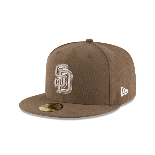 San Diego Padres New Era MLB 59FIFTY 5950 Fitted Cap Hat Olive Crown/Visor Olive/White Logo