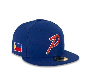 Philippines New Era WBC World Baseball Classic 59FIFTY 5950 Fitted Cap Hat Royal Blue Crown/Visor Red/White Logo Philippines Flag Side Patch