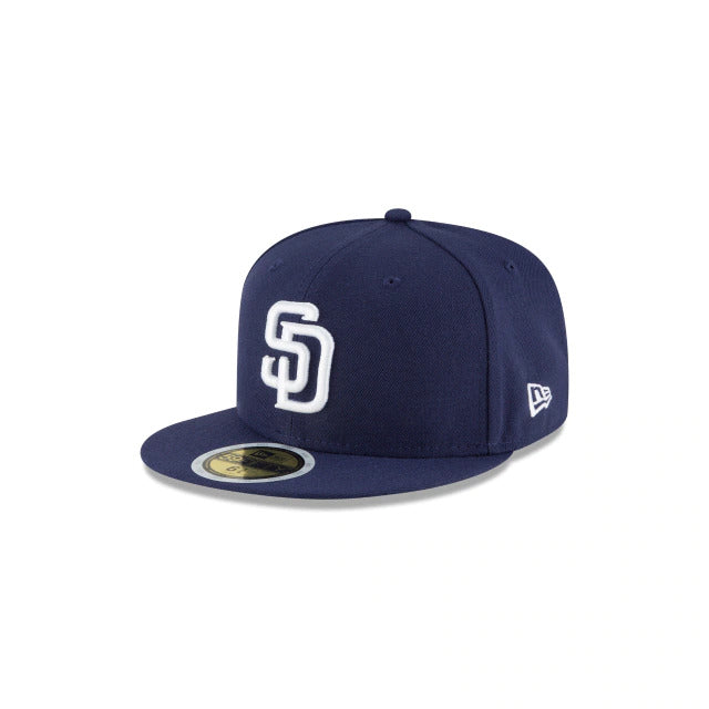 (Youth) San Diego Padres New Era MLB 59FIFTY 5950 Fitted Cap Hat Navy Crown/Visor White Logo 