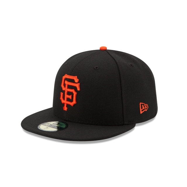 (Youth) San Francisco Giants New Era 59FIFTY 5950 Fitted Cap Hat Black Crown/Visor Orange Logo 