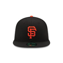Load image into Gallery viewer, (Youth) San Francisco Giants New Era 59FIFTY 5950 Fitted Cap Hat Black Crown/Visor Orange Logo 
