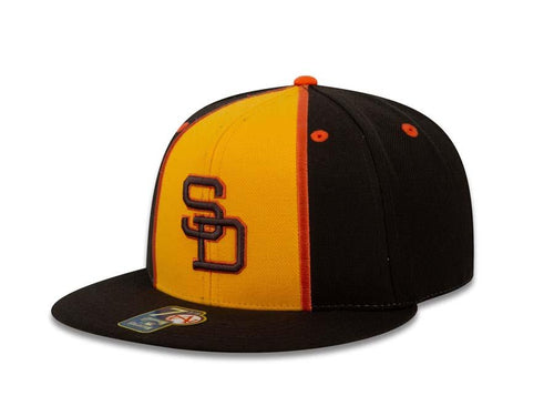 San Diego Padres American Needle MLB 59FIFTY 5950 Fitted Cap Hat Yellow/Brown Crown Brown Visor Brown/Orange Logo 