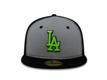 Load image into Gallery viewer, Los Angeles Dodgers New Era MLB 59FIFTY 5950 Fitted Cap Hat Gray/Black Crown Black Visor Green/Black Logo 
