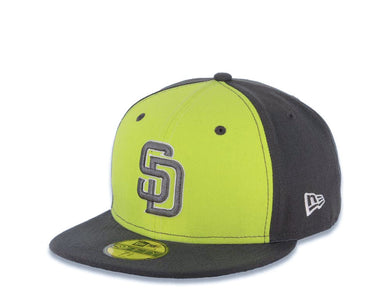 San Diego Padres New Era MLB 59FIFTY 5950 Fitted Cap Hat Bright Green/Dark Gray Crown Dark Gray Visor Team Color Logo