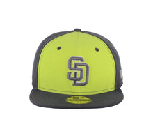 Load image into Gallery viewer, San Diego Padres New Era MLB 59FIFTY 5950 Fitted Cap Hat Bright Green/Dark Gray Crown Dark Gray Visor Team Color Logo
