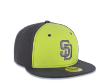 Load image into Gallery viewer, San Diego Padres New Era MLB 59FIFTY 5950 Fitted Cap Hat Bright Green/Dark Gray Crown Dark Gray Visor Team Color Logo
