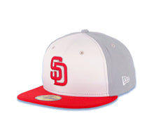 Load image into Gallery viewer, San Diego Padres New Era MLB 59FIFTY 5950 Fitted Cap Hat White/Gray Crown Red Visor Red/Gray Logo
