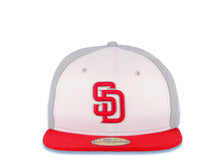 Load image into Gallery viewer, San Diego Padres New Era MLB 59FIFTY 5950 Fitted Cap Hat White/Gray Crown Red Visor Red/Gray Logo
