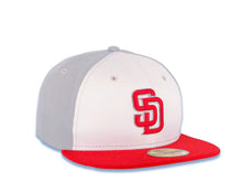 Load image into Gallery viewer, San Diego Padres New Era MLB 59FIFTY 5950 Fitted Cap Hat White/Gray Crown Red Visor Red/Gray Logo
