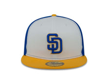 Load image into Gallery viewer, San Diego Padres New Era MLB 59FIFTY 5950 Fitted Cap Hat White/Royal Blue Crown Yellow Visor Royal Blue/Yellow Logo 
