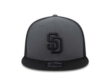 Load image into Gallery viewer, San Diego Padres New Era MLB 9FIFTY 950 Snapback Cap Hat Dark Gray/Black Crown Black Visor Black Logo 
