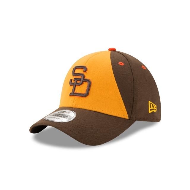 San Diego Padres New Era MLB 39THIRTY 3930 Flexfit Cap Hat Yellow/Brown Crown Brown Visor Brown/Orange Logo