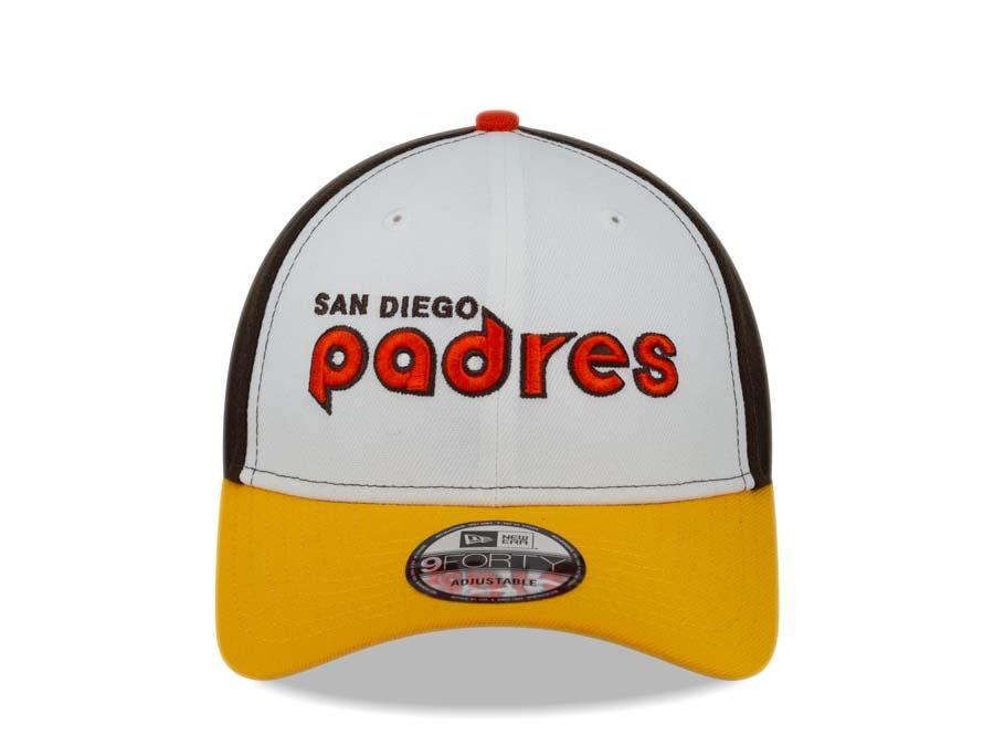 San Diego Padres New Era MLB 9FORTY 940 Adjustable Cap Hat Brown Crown/Visor Orange Logo