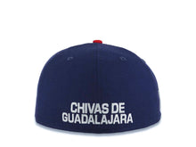 Load image into Gallery viewer, Chivas De Guadalajara New Era Liga MX 59FIFTY 5950 Fitted Cap Hat White/Navy Blue Crown Red Visor Team Color Logo

