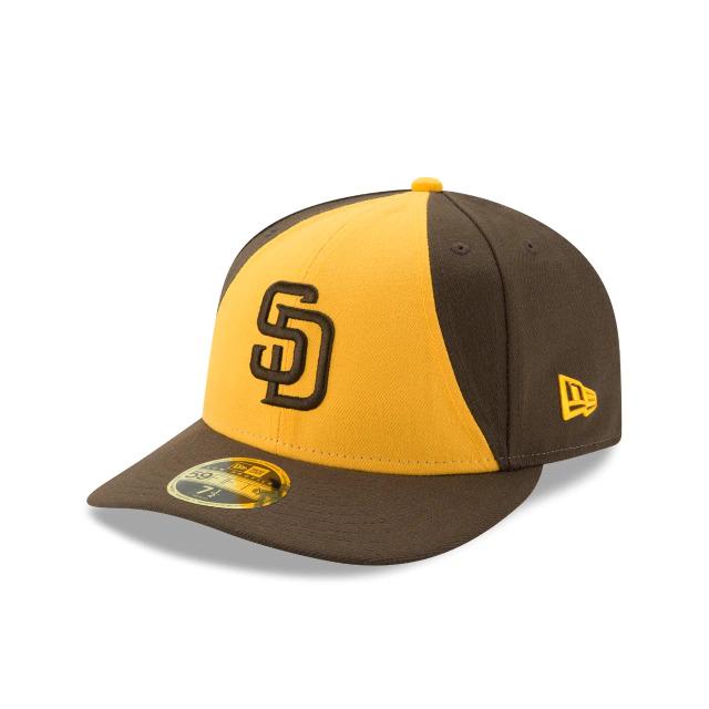 San Diego Padres New Era MLB 59FIFTY 5950 Low Profile Fitted Cap Hat Yellow/Brown Crown Brown Visor Brown Logo
