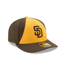 Load image into Gallery viewer, San Diego Padres New Era MLB 59FIFTY 5950 Low Profile Fitted Cap Hat Yellow/Brown Crown Brown Visor Brown Logo
