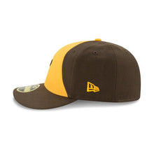 Load image into Gallery viewer, San Diego Padres New Era MLB 59FIFTY 5950 Low Profile Fitted Cap Hat Yellow/Brown Crown Brown Visor Brown Logo
