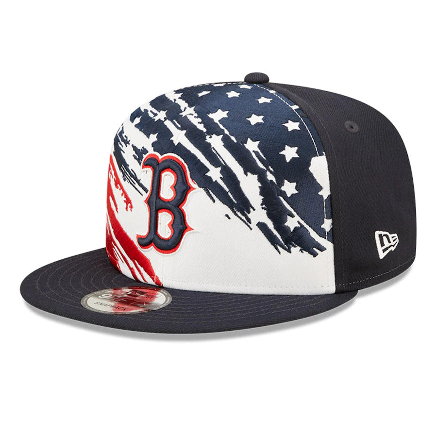 Boston Red Sox New Era MLB 9FIFTY 950 Snapback Cap Hat White/Navy Crown Navy Visor Navy/Red Logo (2022 4th of July)