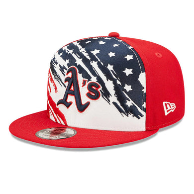Oakland Athletics New Era MLB 9FIFTY 950 Snapback Cap Hat White/Red Crown Red Visor Navy/Red Logo (2022 4th of July)